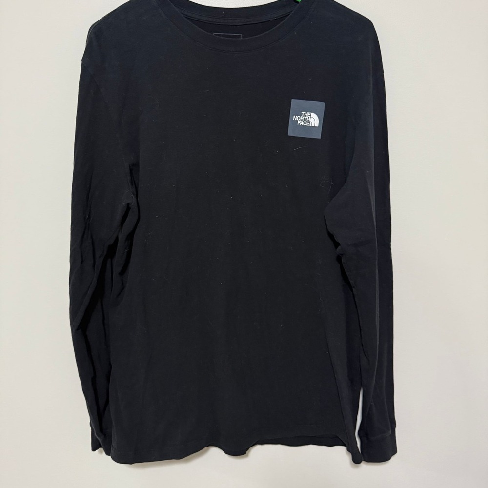The North Face Mens Long Sleeve Box Logo T-Shirt Black Large Cotton Tee